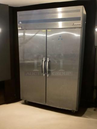 Immaculate Everest ESR2 reach-in refrigerator, 2-door, stainless steel, fully tested, Everest Refrigeration USA.