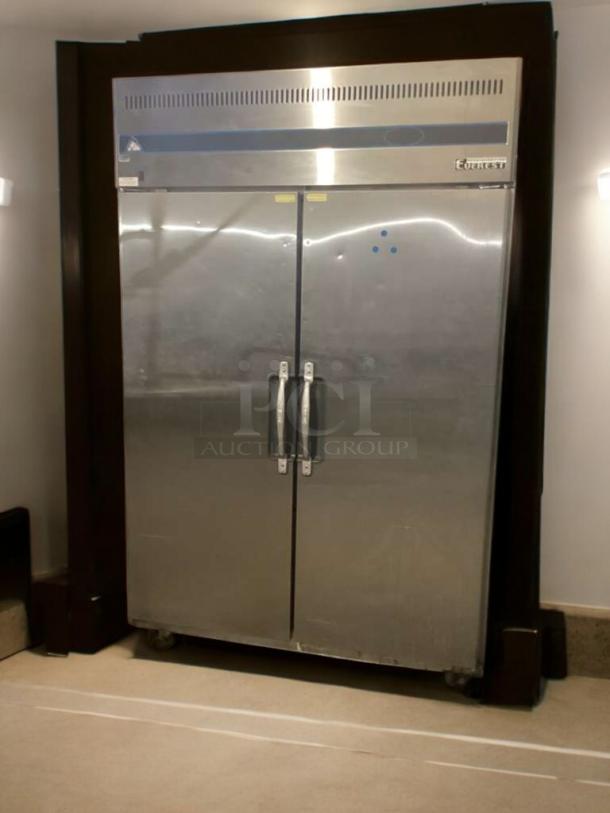 Everest ESR2 reach-in refrigerator, 2-door, immaculate condition, stainless steel, Everest Refrigeration branding visible.
