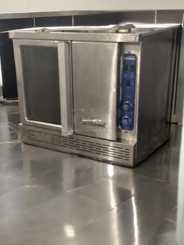 Imperial ICVE-1 convection oven, prime condition, natural gas, fully tested, single deck, stainless steel exterior, visible control panel.
