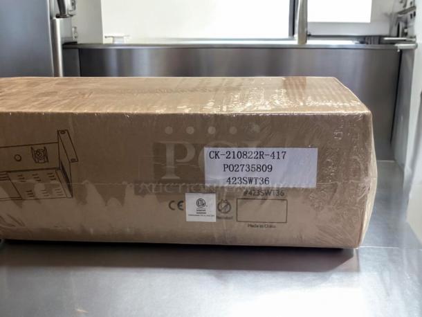 Pristine ServIt 36" Single Strip Warmer, model CK-2106/2IR-417, 120V, fully tested, new in box with manufacturer label visible.