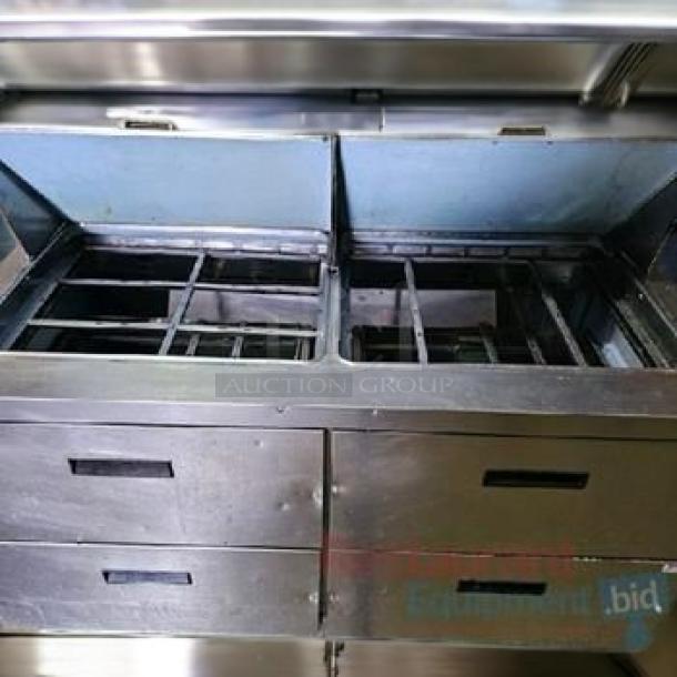 Delfield D4500N-24M refrigerated mega top prep table in outstanding condition, stainless steel, dual compartments, fully tested.