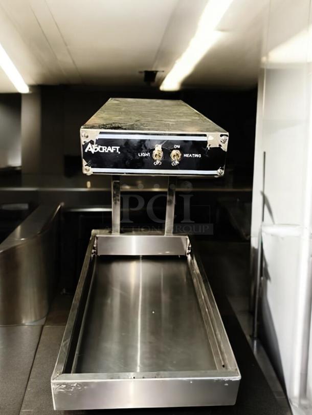 Adcraft heat lamp food warmer, countertop model, outstanding condition, 120V, tested and working, stainless steel.