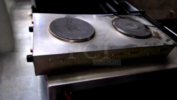 Nemco 6310-3-240 double solid burner electric hot plate, stainless steel, 240V, fully tested, excellent condition.