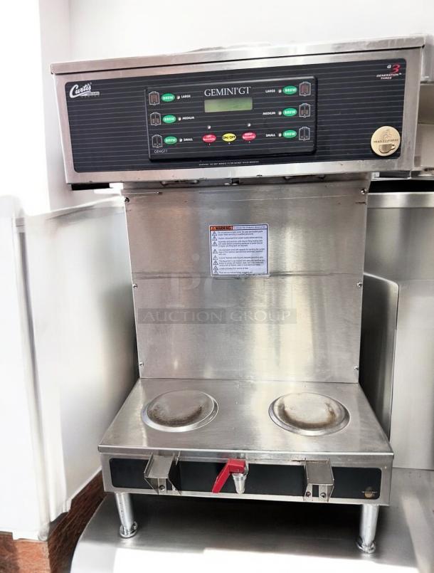 Curtis GEMINI GT Coffee Brewing System, fully tested, stainless steel, digital controls, dual warmer plates, excellent condition.