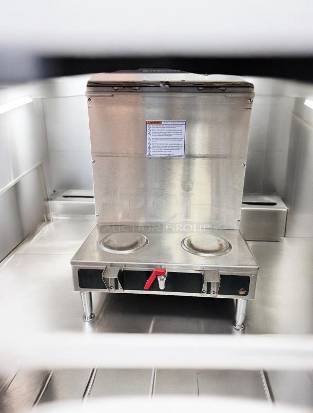 Curtis GEMINI GT Coffee Brewer, stainless steel, dual warmer plates, fully tested, working condition, warning label visible.