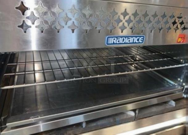 Radiance TACM-36 gas cheese melter in outstanding condition, 36", tested and working, features decorative ventilation.