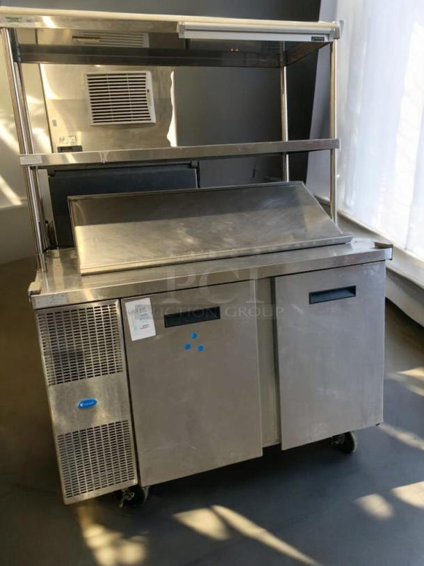 Turbo Air TSU-4RW-N6 refrigerated prep table, 36", stainless steel, two-door, excellent condition, tested, Long Beach, CA.