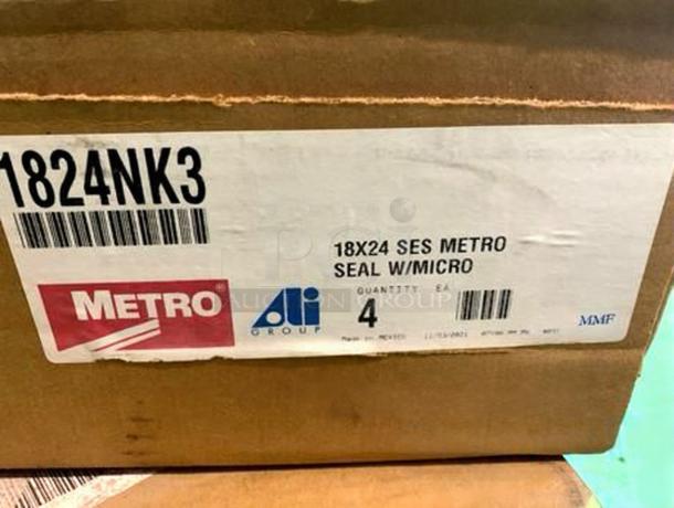 Brand new Metro 1824NK3 Super Erecta Wire Shelf, 18"x24", in box. Features Metro/Ali Group branding and labels.