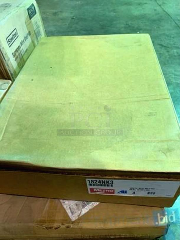 Brand new Metro 1824NK3 Super Erecta wire shelf, 18"x24", in original box with labels. Model 1824NK3 by Metro/Ali Group.