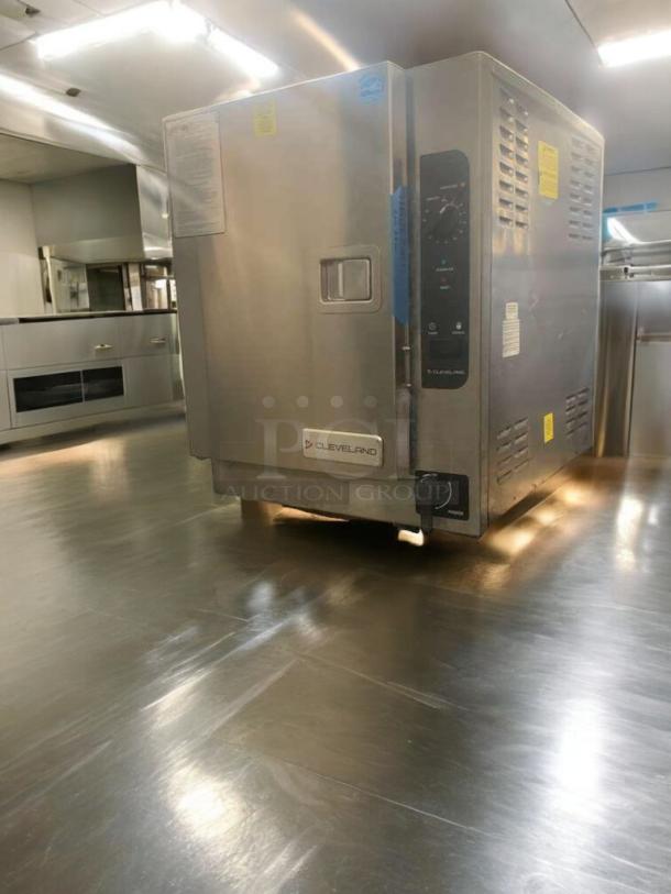 Cleveland 22CET6.1 electric countertop steamer, prime condition, stainless steel, 3-phase, fully tested, visible control panel.