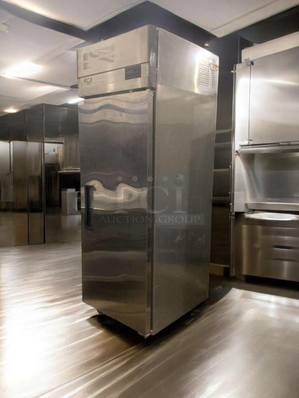 Turbo Air EF24-1-N-V single door commercial refrigerator, prime condition, 115V, fully tested, stainless steel finish.