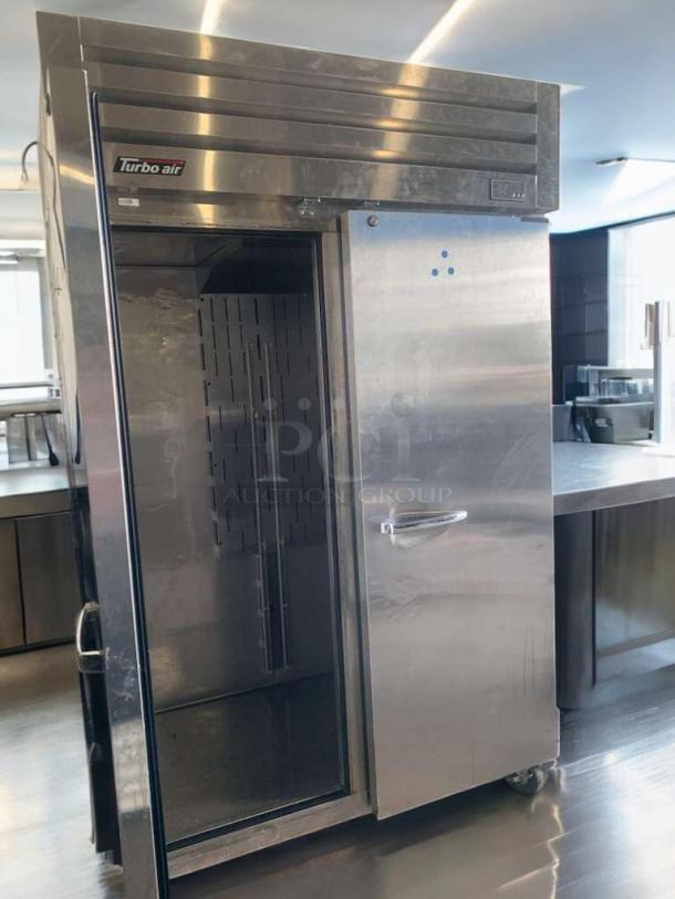 Turbo Air PRO-50F double door commercial freezer, prime condition, stainless steel, 115V, fully tested, open door view.