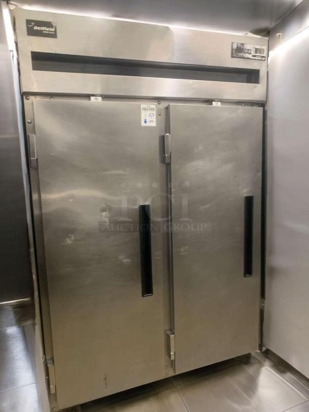 Delfield 615XL-S15 Commercial Refrigerator, stainless steel, dual doors, excellent condition, visible model label, fully tested.