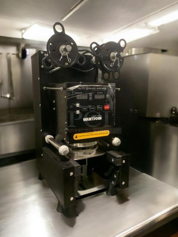 WANTJOIN WZ-95B Automatic Cup Sealing Machine, prime condition, 110-120V, digital display, fully tested and working.