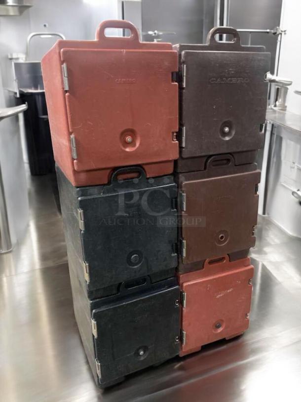 Cambro UPC Series insulated food carriers, prime condition, stackable units, tested operational, marked "Cambro".