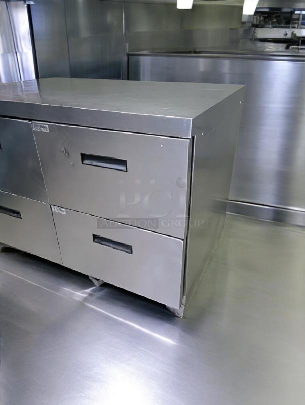 Prime Condition Delfield UCD4448N undercounter 4-drawer refrigerated base, stainless steel, fully tested, excellent condition.