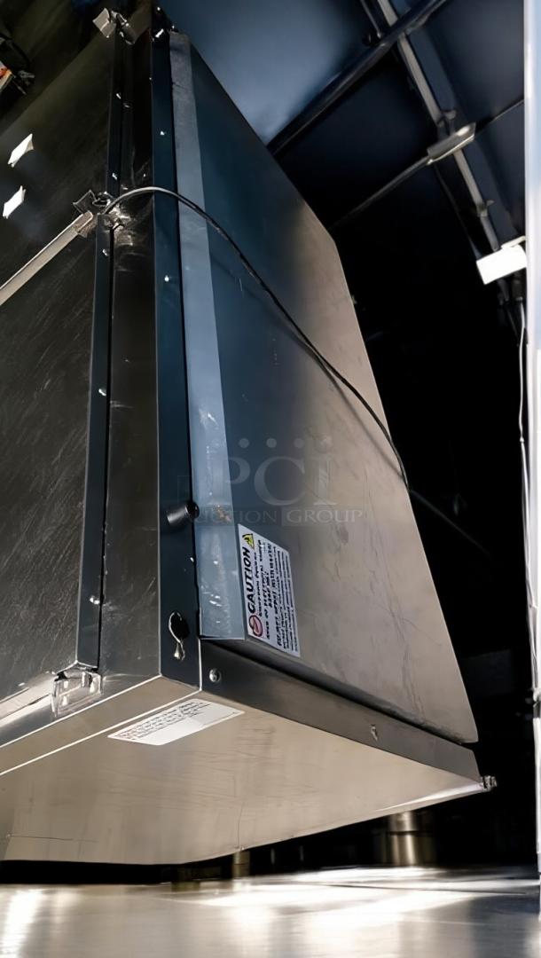 Alt text: Avantco SS-PPT-60 refrigerated pizza prep table, dual lid, prime condition, fully tested and working, caution label visible.