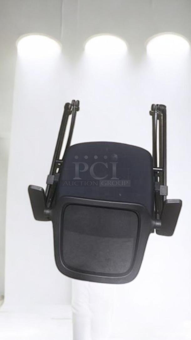 Set of 3 stackable mesh office chairs in premium condition, black finish, fully tested, ready for use, no visible markings.