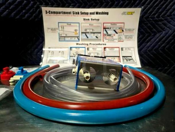 Jet Tech/SMC 3-Compartment Sink Chemical Dispenser Kit, excellent condition, fully tested, with tubing and setup guide.