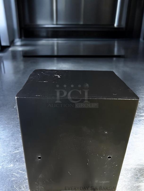 Commercial-grade heavy-duty digital safe, prime condition, dual-lock system, fully tested and working, black exterior.