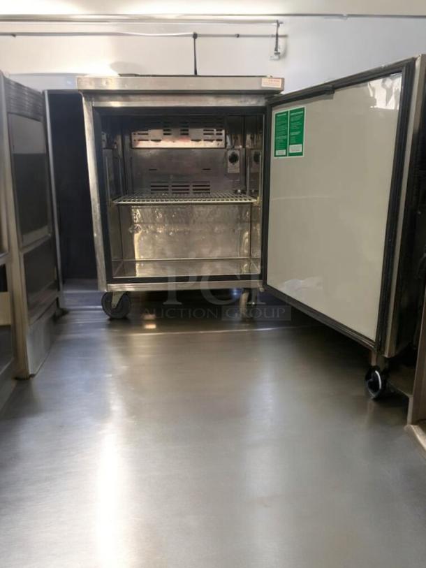Pristine Turbo Air MUF-28 undercounter freezer, 115V, stainless steel, open door, on casters, fully tested and working.
