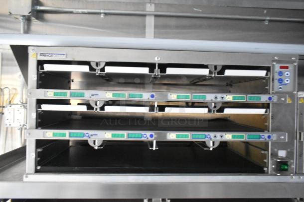 Stainless steel Nieco broiler in Burger King trailer, featuring dual cooking racks, digital controls, and commercial-grade design.
