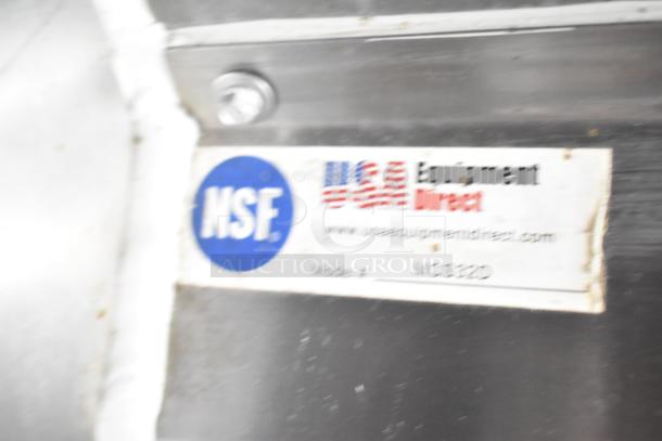NSF certified equipment label on metal surface, USA Equipment Direct logo, model number MC3220 visible.