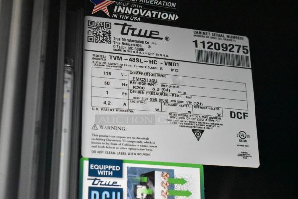 BRAND NEW! 2025 True TVM-48SL-HC 2 Door Reach In Cooler Merchandiser, 115V, 1 Phase, scratch and dent, commercial use.