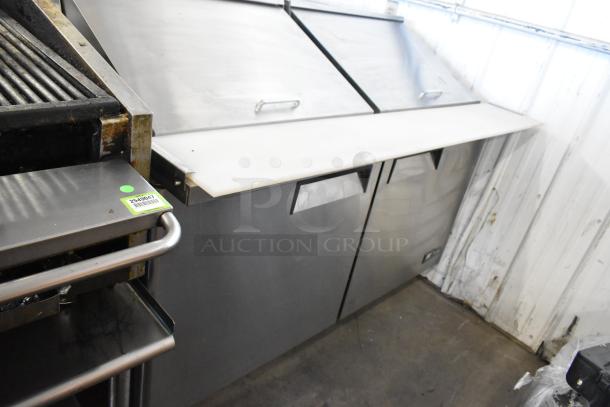 Polar MSF8307 stainless steel sandwich salad bain marie on casters. Features dual top lids, 115V, 1 phase. Appears in functional condition.