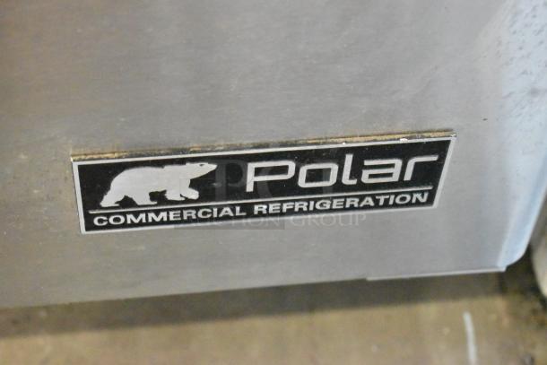 Polar MSF8307 stainless steel sandwich salad bain marie on casters; commercial refrigeration label visible.