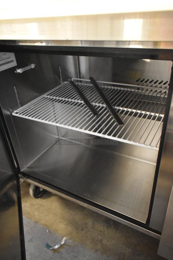 Polar MSF8307 stainless steel commercial sandwich salad bain marie, 115V, with spacious interior and commercial casters.