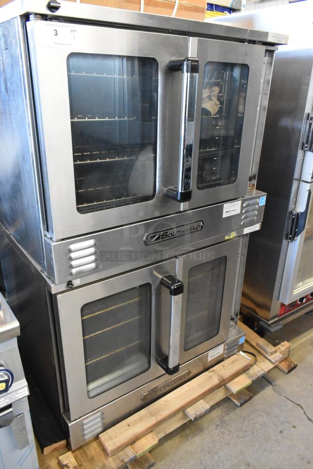 Southbend PCE75S/SD stainless steel commercial convection oven, view-through doors, metal racks, thermostatic controls.