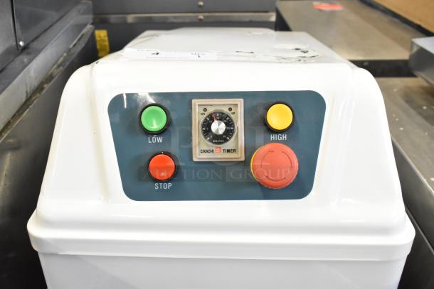 Estella HS60S 60 Quart Spiral Dough Mixer control panel with Low, Stop, High buttons, and timer.