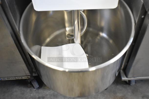 Estella HS60S 60-quart spiral dough mixer with stainless steel bowl, bowl guard, and dough hook attachment, 240V.