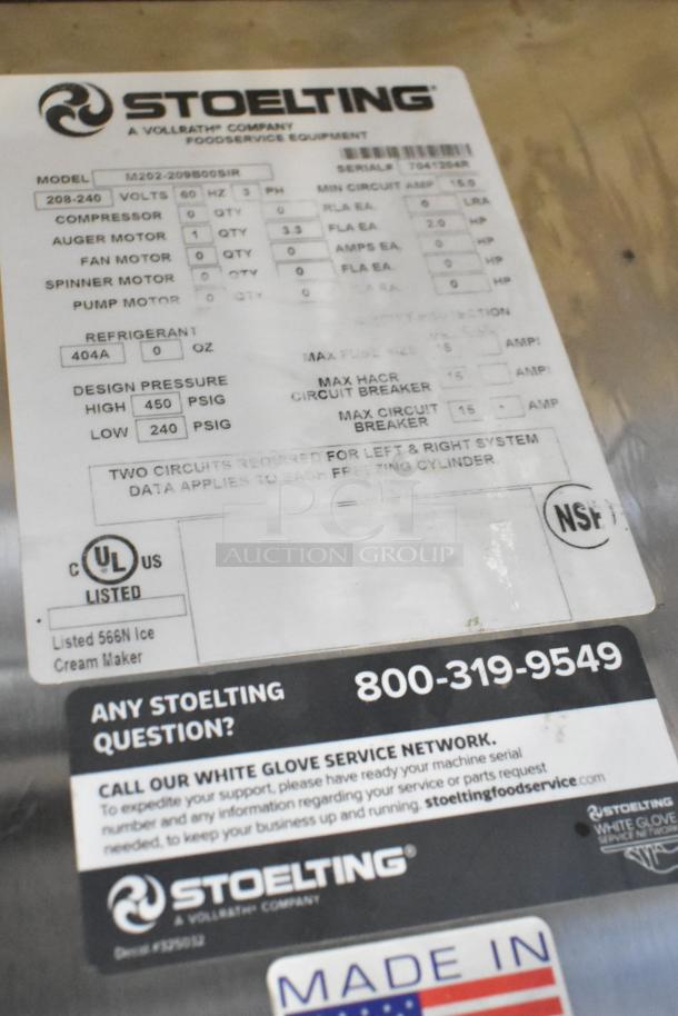 2021 Stoelting M202-209B00SIR Commercial Custard Freezer. Stainless steel, air-cooled, 208-240V, 3 phase. UL and NSF listed.