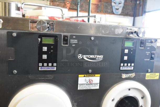 2021 Stoelting M202-209B00SIR stainless steel custard freezer, air-cooled, 208-240V, 3-phase, labeled controls visible.