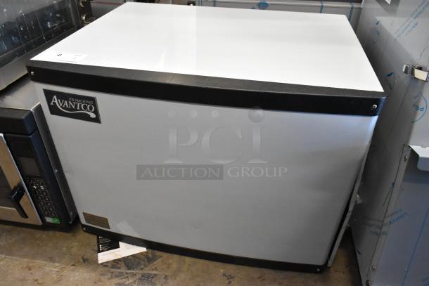 Brand new Avantco 194MCF430A stainless steel ice machine, 397 lb. capacity, 115 volts, minor scratches visible.
