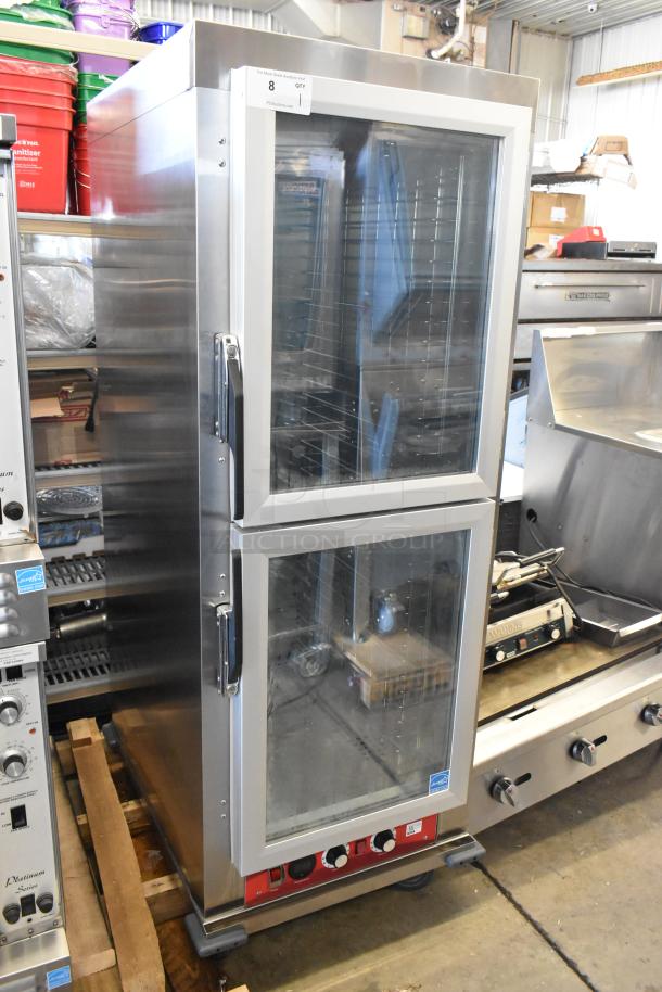Brand new Avantco 177HPESDC1836 heated holding/proofing cabinet, clear Dutch door, on casters, 120 volts, 1 phase.