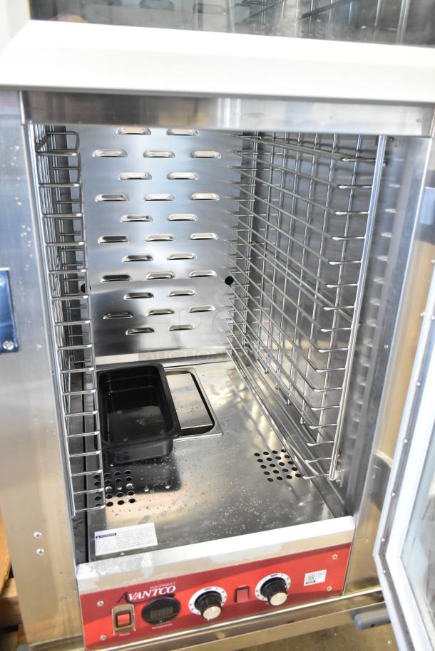Brand new Avantco 177HPESDC1836 heated cabinet, clear Dutch door, commercial casters, 120V, scratch and dent condition.