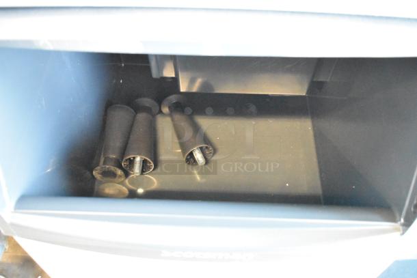 Brand new Scotsman UN1520AX-1A stainless steel ice machine, undercounter model. Scratch and dent condition, 57 lb. bin.