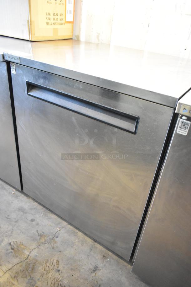 2019 Delfield 406P-STAR2 stainless steel undercounter cooler, single door, on commercial casters, 115V, 1 Phase.