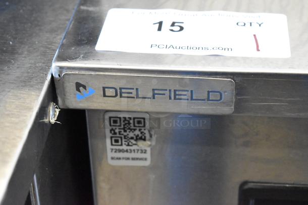 2023 Delfield 406P-STAR2 stainless steel undercounter cooler. Features single door, commercial casters, 115V, 1 phase.
