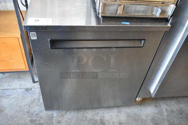 2018 Delfield 406P-STAR2 stainless steel single door undercounter cooler on casters, 115V, 1 phase, commercial use.