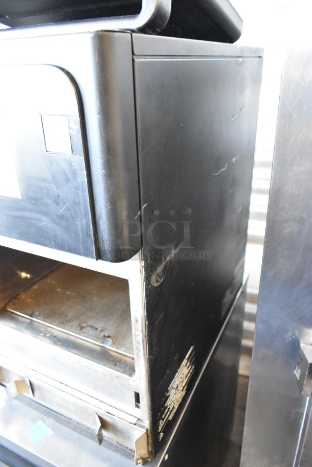Merrychef eikon e2s rapid cook oven, metal, countertop, electric, 208/240V, door issue, visible wear.