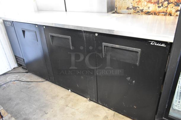 2017 True TBB-4-HC commercial 3-door bar cooler, metal finish, visible True logo, 115 volts, 1 phase, good condition.