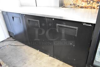 2017 True TBB-4-HC commercial 3-door bar cooler, metal finish, visible True logo, 115 volts, 1 phase, good condition.
