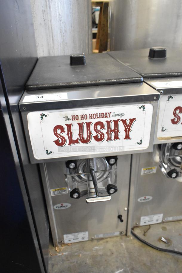 2018 Crathco 3311 stainless steel single flavor frozen beverage machine, 115V, 1 phase; labeled for "Slushy."