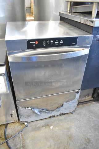 2019 Fagor COP-504W stainless steel undercounter dishwasher, 208-240V, 1 phase, damaged lower front panel.