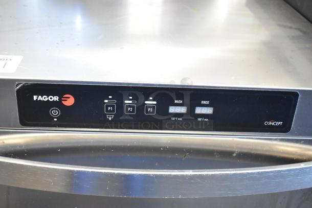 2019 Fagor COP-504W stainless steel undercounter dishwasher, 208-240V, 1 phase, digital controls, good condition.