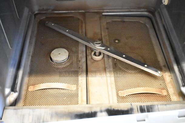 2019 Fagor COP-504W commercial undercounter dishwasher interior, stainless steel, visible water spray arms, 208-240V, 1 phase.